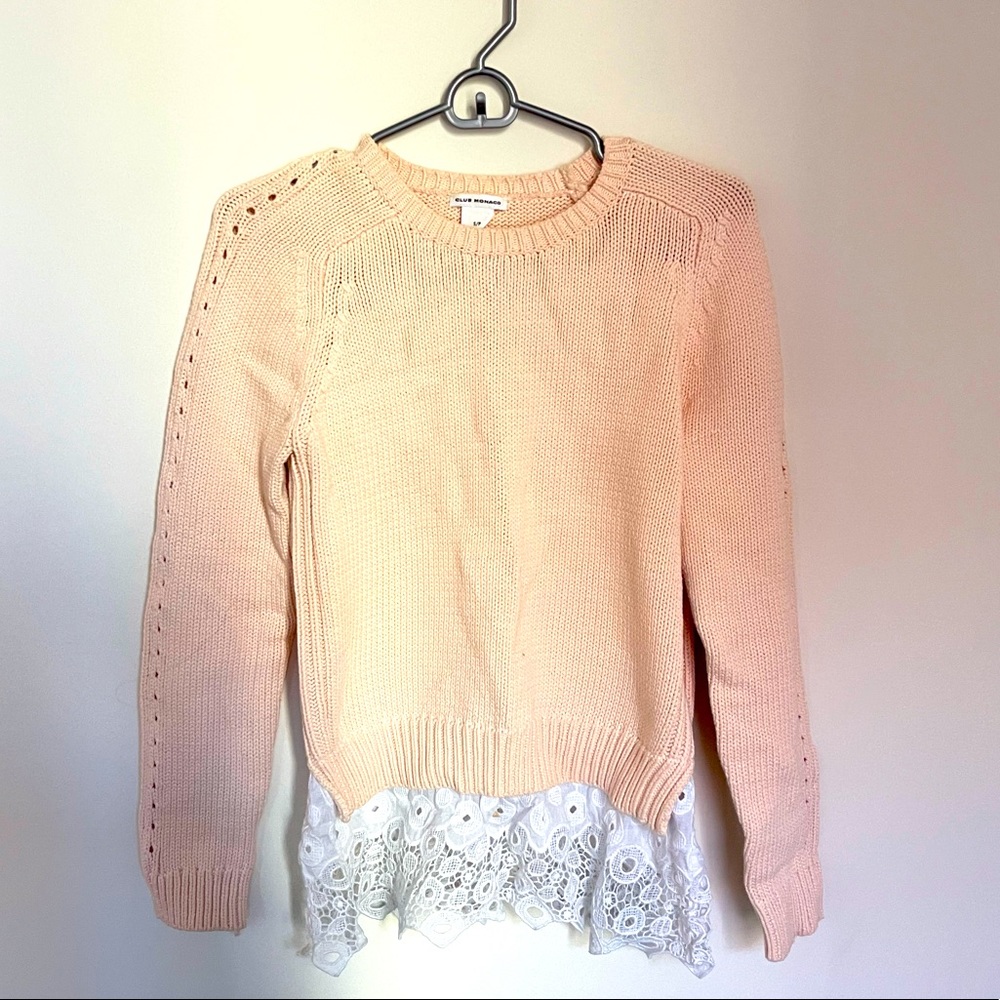 Club Monaco Jessarey Lace Trim Wool Sweater